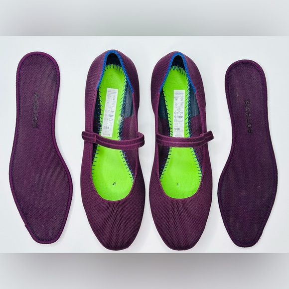 Rothy’s The Square Mary Jane Plum Purple Flats Shoes Size 9.5 - Picture 4 of 16